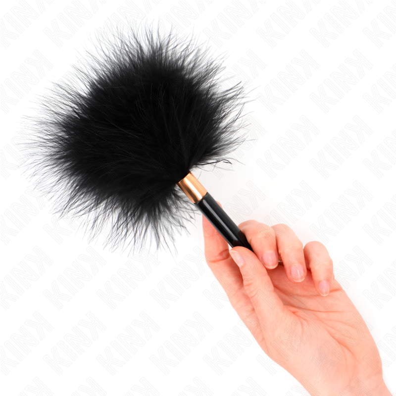 Plumeau BDSM Chatouilles Métal Doré Noir 18cm - KINK - KINK IMPACT & TOUCH