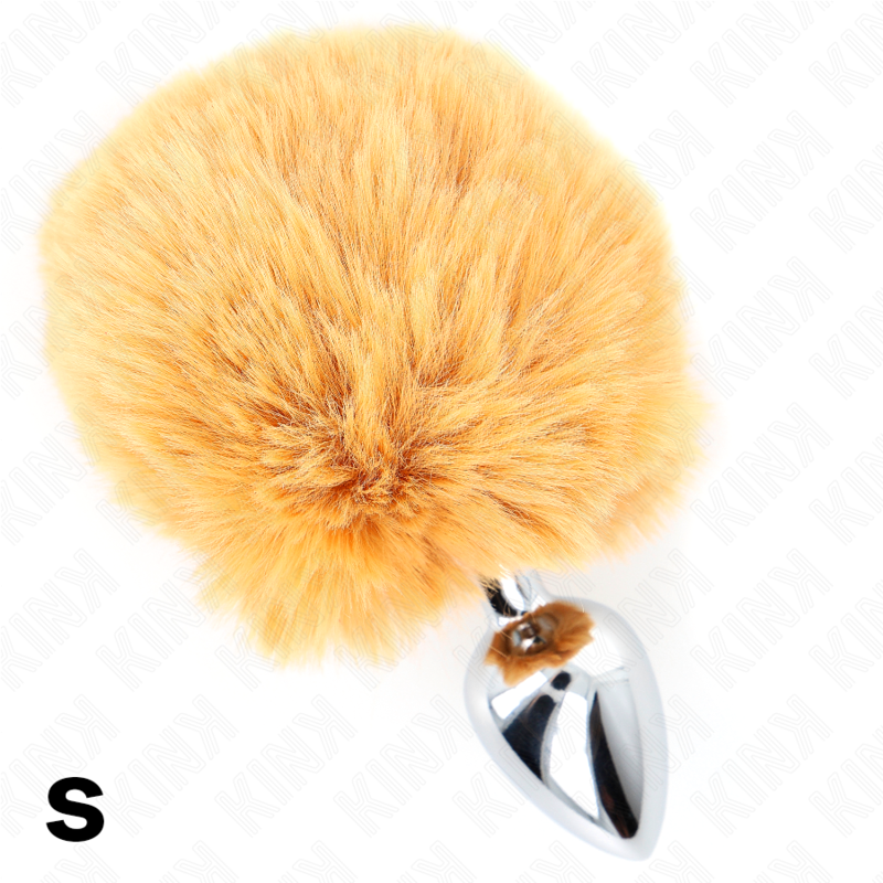 Plug anal en acier inoxydable queue de lapin beige 7x3cm - Kink - KINK PLEASURE PLUGS