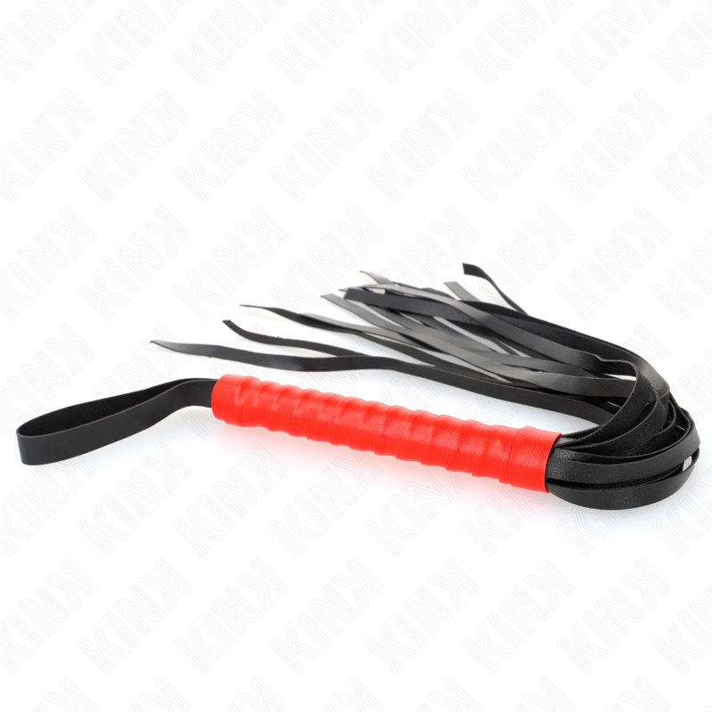 KINK - Mini Fouet BDSM Rouge avec Lanière de sécurité - 50 cm