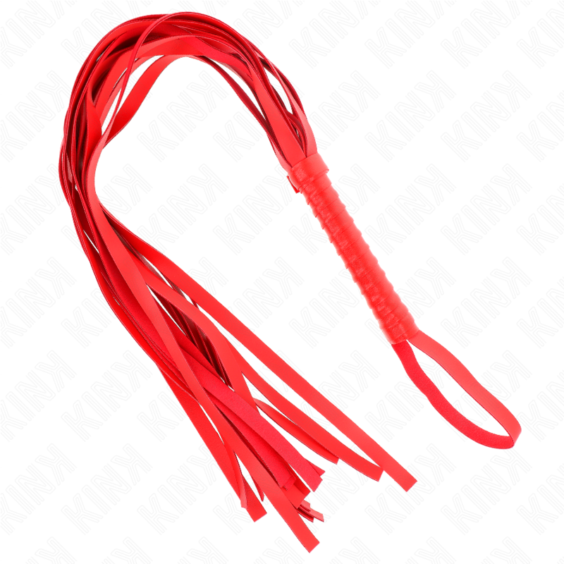 KINK - Fouet BDSM Rouge avec Lanière de sécurité - 70 cm