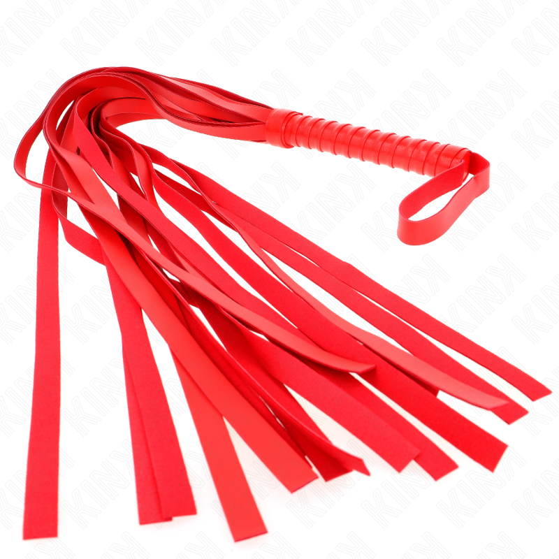 KINK - Fouet BDSM Rouge avec Lanière de sécurité - 70 cm