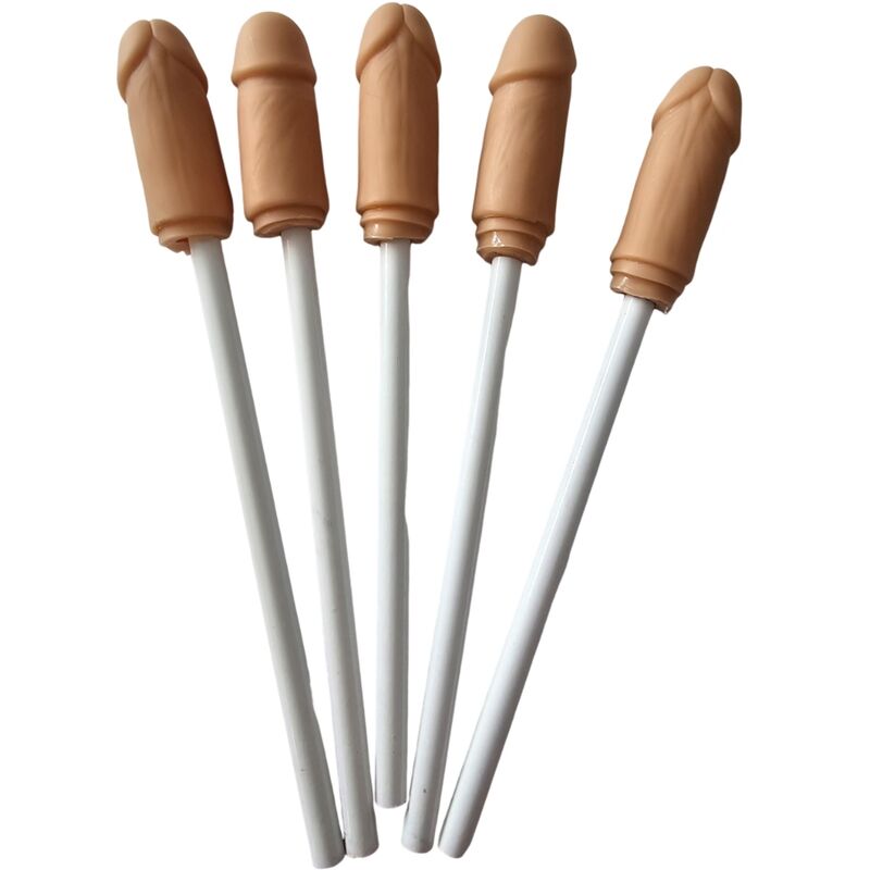 Crayons Humoristiques Forme Pénis x5 Naturel - Diablo Picante
