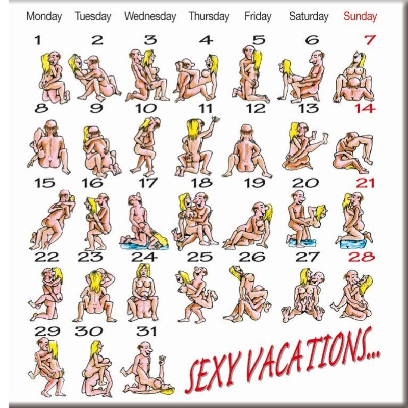 Aimant Décoratif Calendrier Kamasutra 5x5cm - Diablo Picante