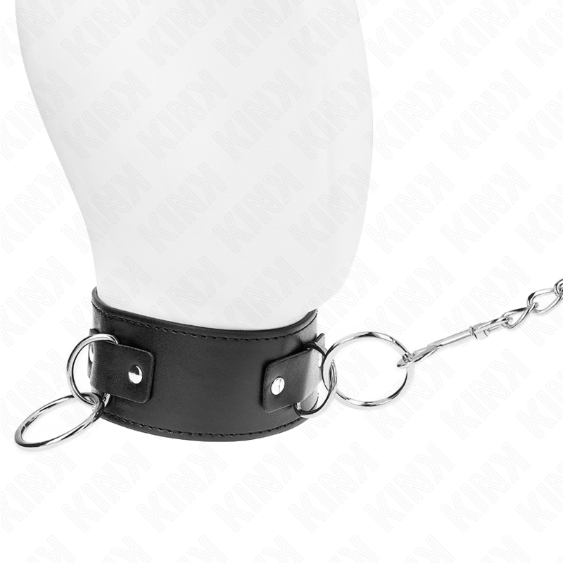 Collier Cuir avec Laisse 65cm 3 Anneaux Réglable - KINK - KINK COLLAR & GAG