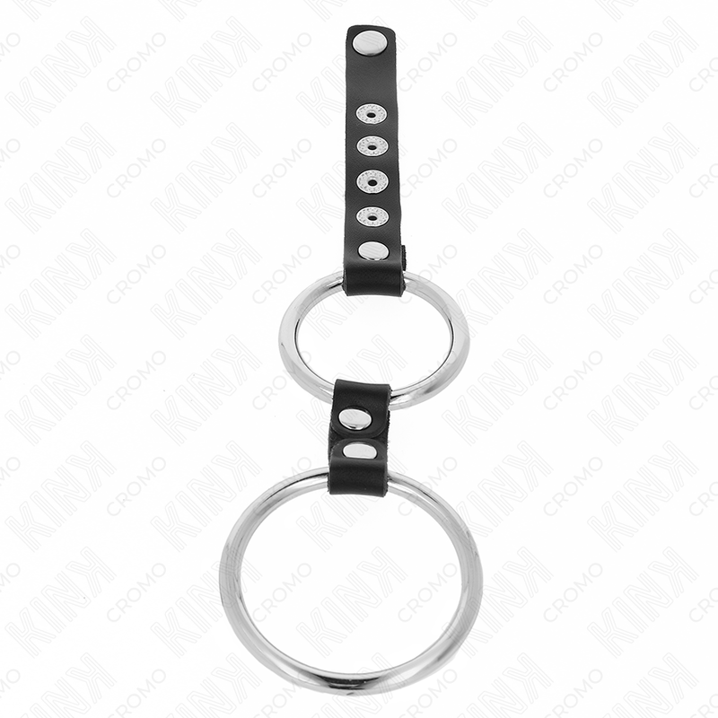 Double anneau pénien métal 3,8-5 cm connecté cuir - Kink - KINK RING POWER