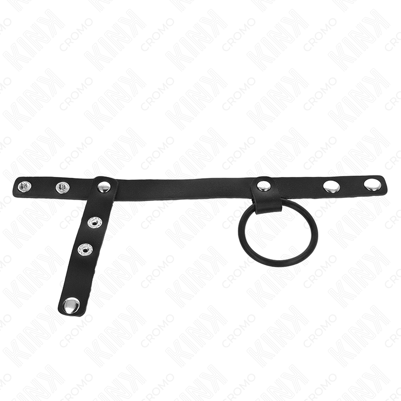 Anneau pénis silicone 3,8 cm avec séparateur de balles et sangle cuir - Kink - KINK RING POWER