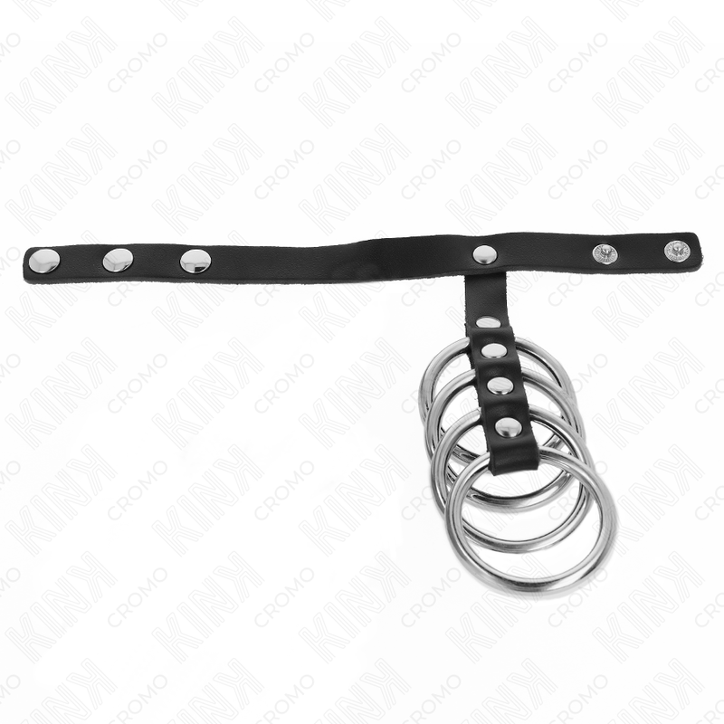 Anneaux Péniens Métalliques Connectés 4pc Sangle Cuir - KINK - KINK RING POWER