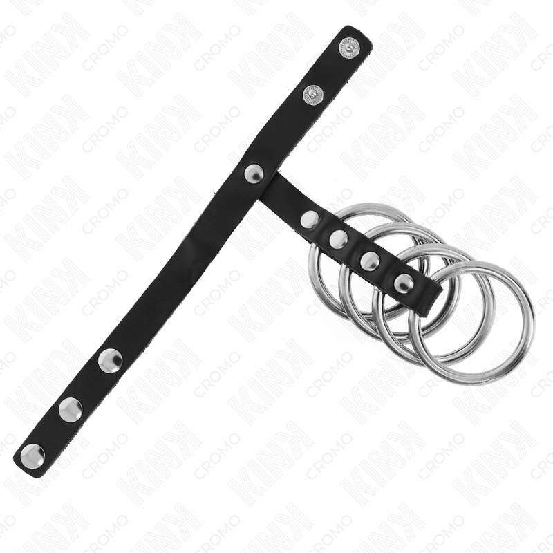 Anneaux Péniens Métalliques Connectés 4pc Sangle Cuir - KINK - KINK RING POWER