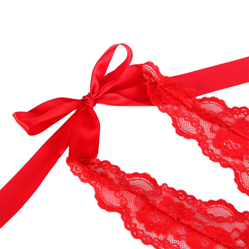 Body sexy à volants avec ceinture rouge L/XL - Subblime - SUBBLIME BODIES