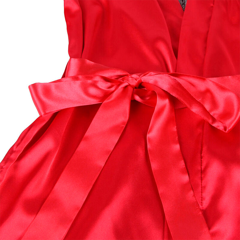 Durchsichtiges Spitzencamisol mit Rückenausschnitt und rotes/schwarzes Stringtanga L/XL - Subblime
