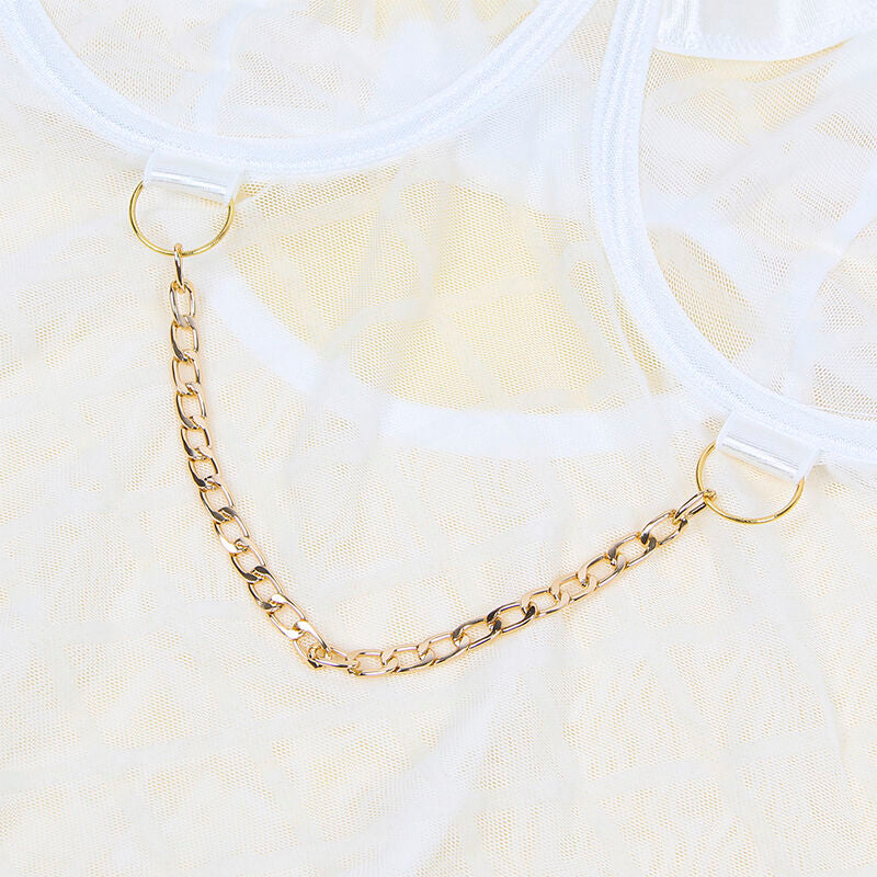 Body avec chaînes et porte-jarretelles blanc L/XL - Subblime