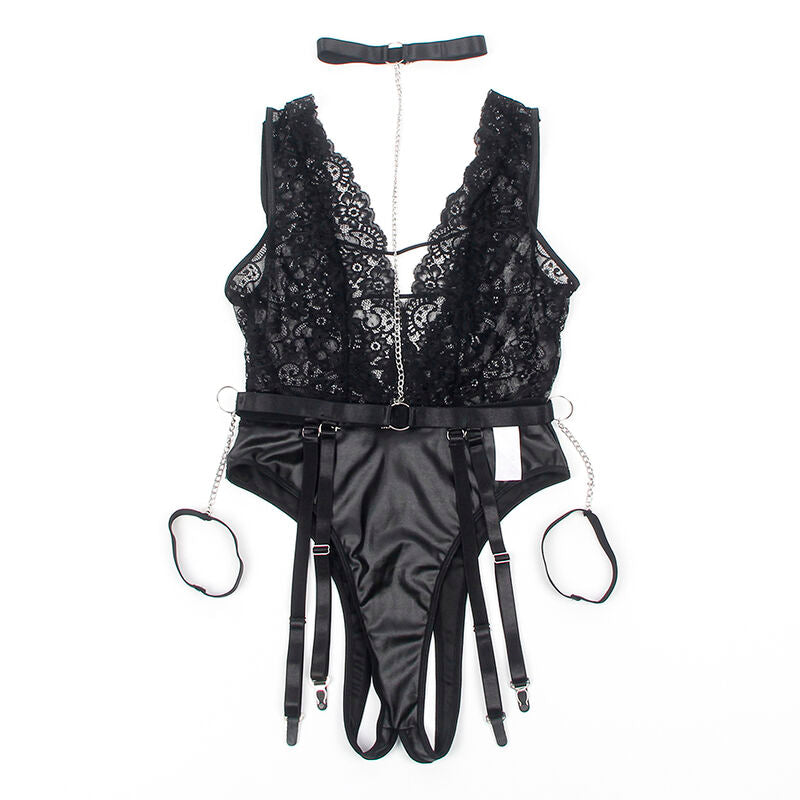 Body sexy avec porte-jarretelles noir S/M - Subblime