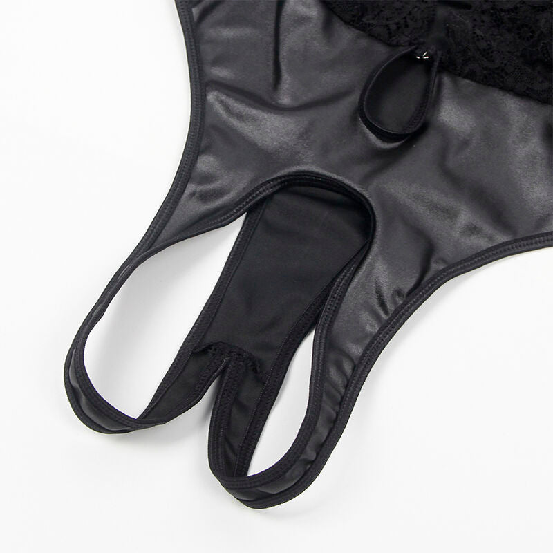 Sexy Body mit integriertem Strumpfhalter in Schwarz Größe L/XL - Subblime