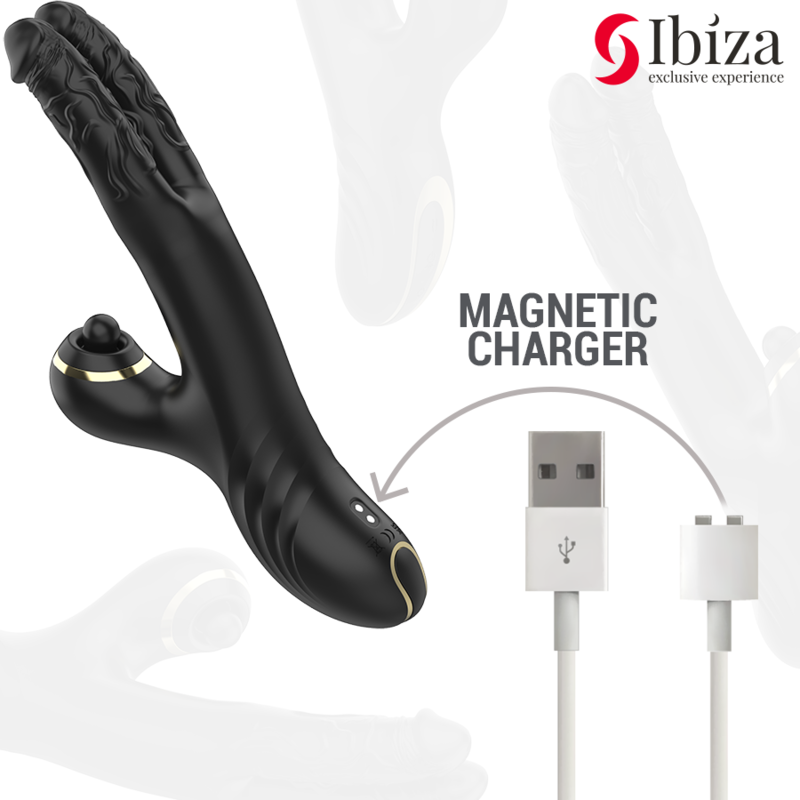 Vibromasseur Two Dragons Double Stimulation Noir - Ibiza