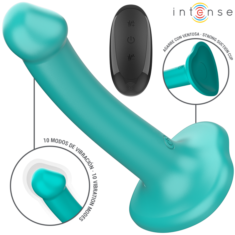 Vibromasseur Katie avec Ventouse et Télécommande Bleu - Intense
