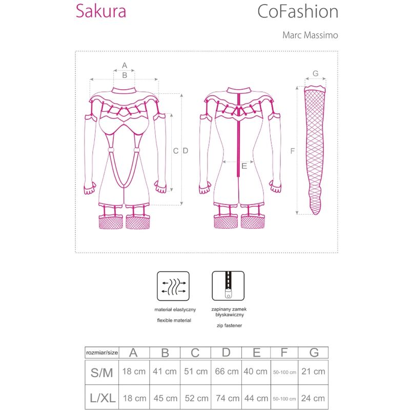 Livco corsetti fashion - combinaison sakura cf 90357 + gants longs + porte-jarretelles noir s/m - LIVCO CORSETTI SETS