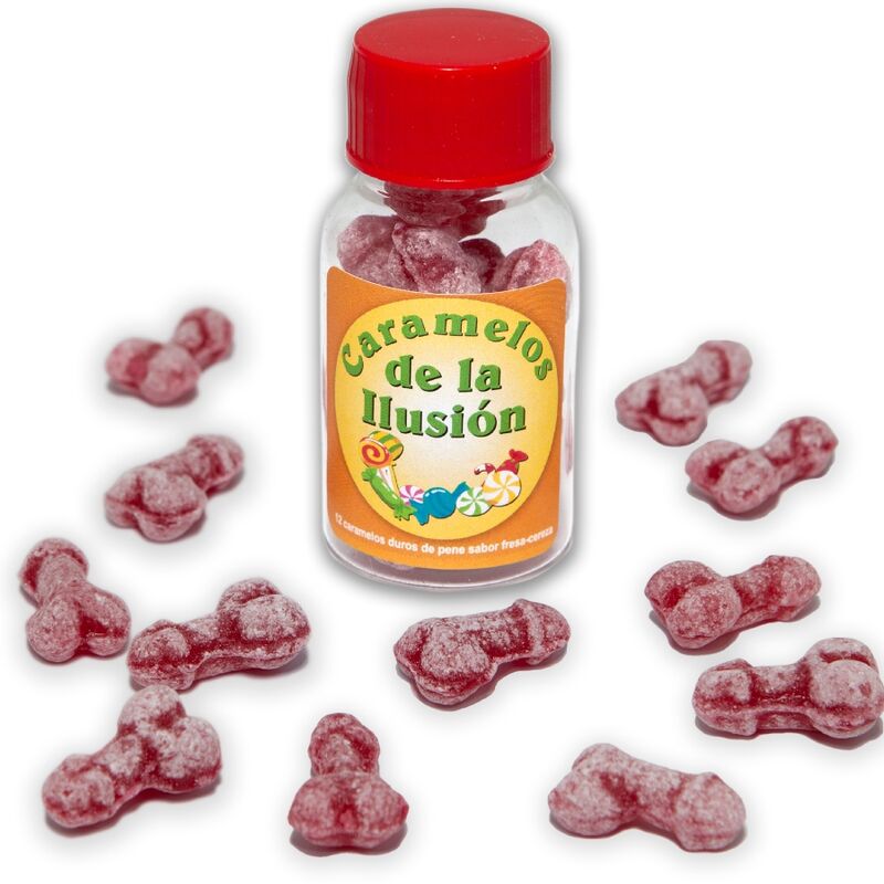 Bonbons Pénis Illusions Fraise Cerise x12 - Diablo Picante