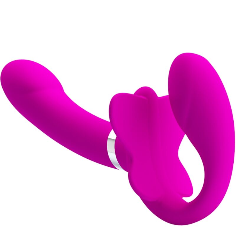 Strap-on Vibrant Double Valérie 12 Vibrations Violet - Pretty Love
