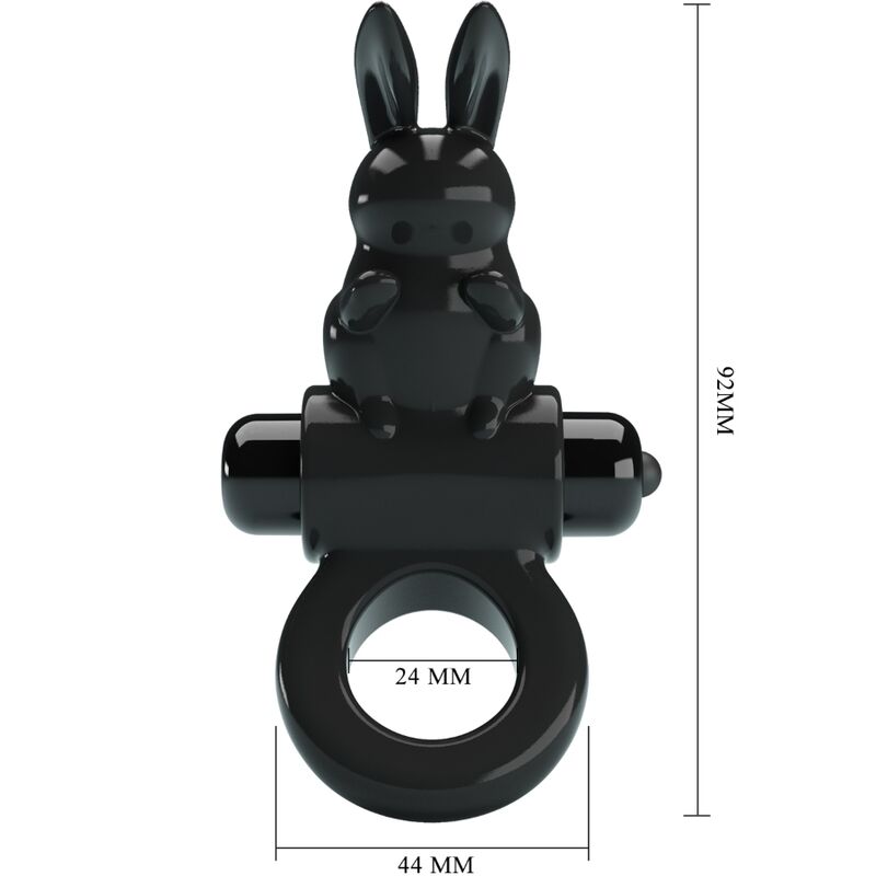 Anneau Vibrant Rabbit Excitant 10 Vibrations Noir - Pretty Love