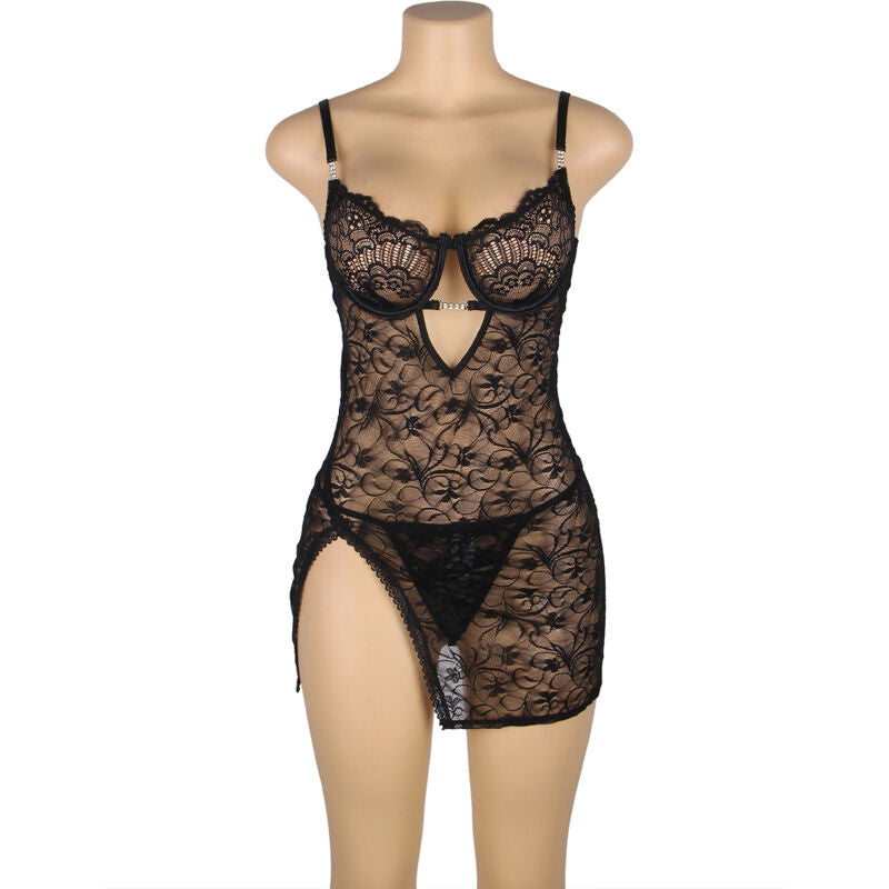 Babydoll en dentelle bretelles réglables noir S/M - Subblime - SUBBLIME BABYDOLLS