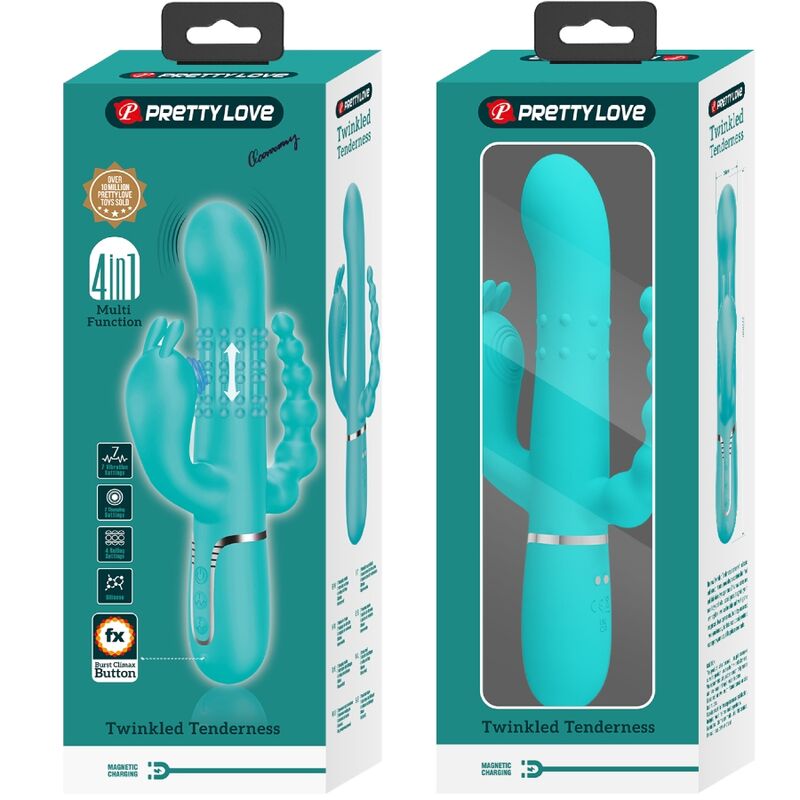 Stimulateur Rabbit Multifonction 4 en 1 Cammy Bleu - Pretty Love