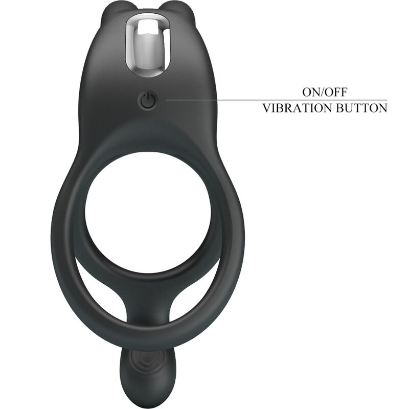 Anneau Vibrant Seth Double Stimulation Noir - Pretty Love