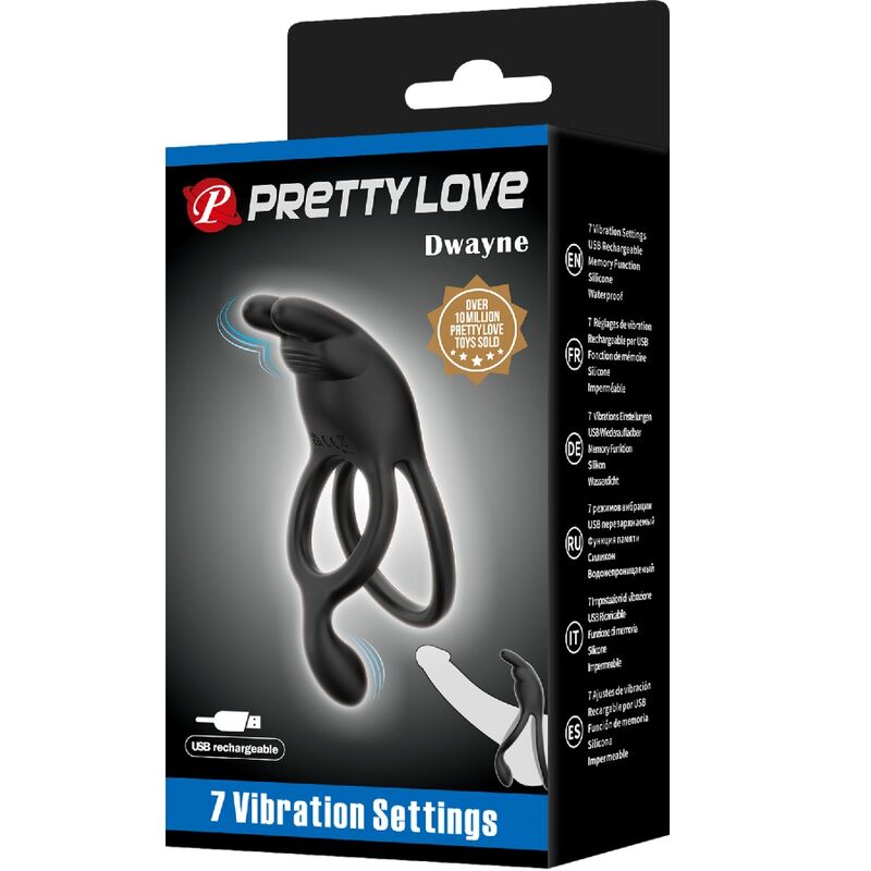 Anneau Vibrant Seth Double Stimulation Noir - Pretty Love