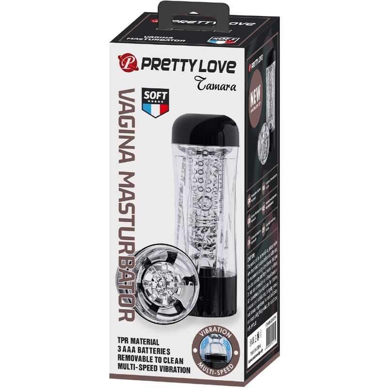 Masturbateur Masculin Tamara Vibrant Multi-Vitesses Noir - Pretty Love