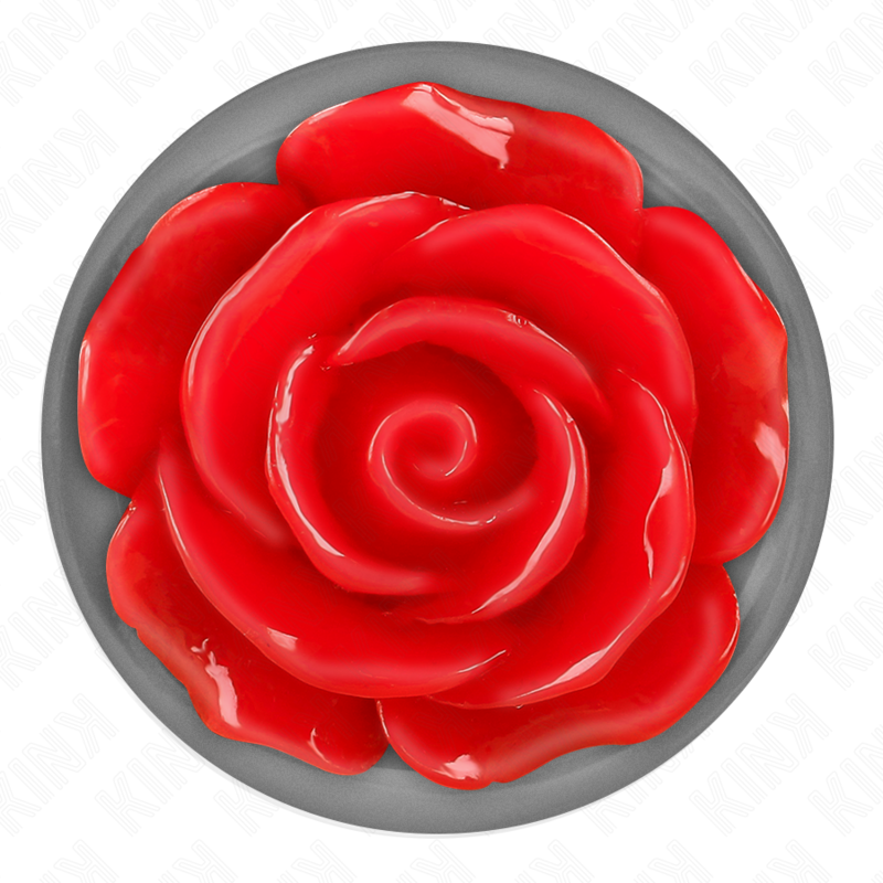 Plug anal métallique ornement rose rouge taille M - Kink - KINK PLEASURE PLUGS