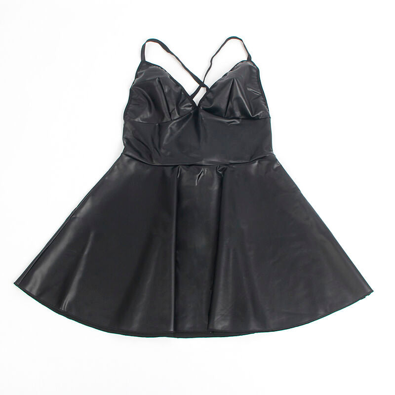 Robe à bretelles en cuir PU noir taille L/XL - Subblime - SUBBLIME DRESSES