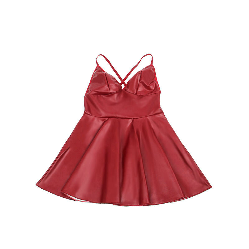 Robe à bretelles en cuir bordeaux L/XL - Subblime - SUBBLIME DRESSES