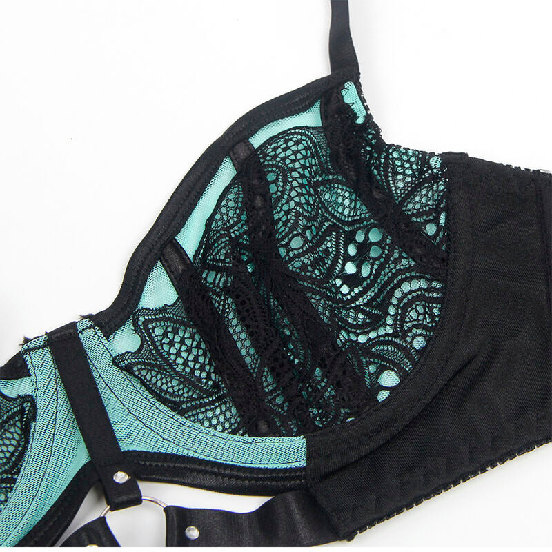 Ensemble lingerie cuir verni vert zippé S/M - Subblime - SUBBLIME SETS