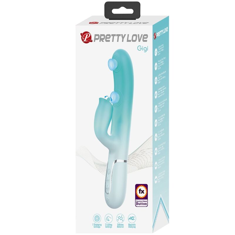 Vibromasseur Lapin Multifonction Gigi Vert Aqua - Pretty Love