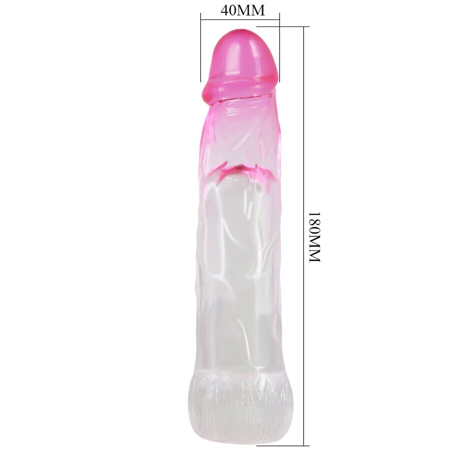 Gaine Pénis Pretty Love Rose et Transparente 18 cm - Pretty Love