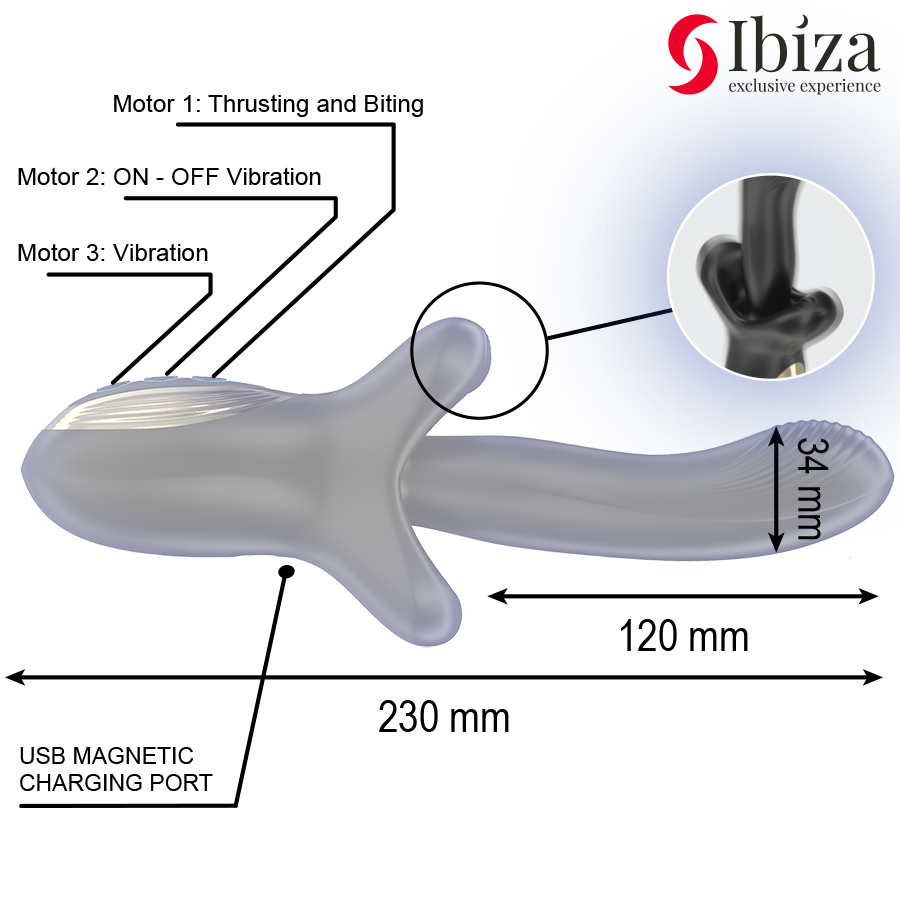 Vibrateur Rotatif Ibiza 3 Moteurs avec Stimulation Multiple