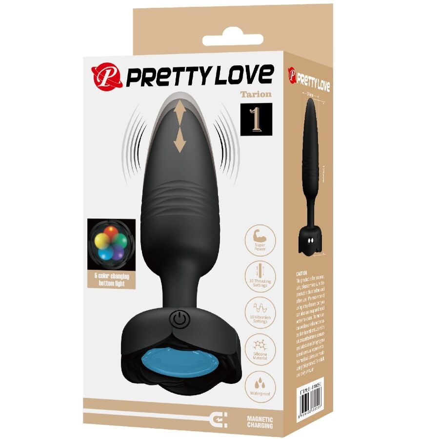 Plug Anal Vibrant Tarion LED Noir 12,5 cm - Pretty Love