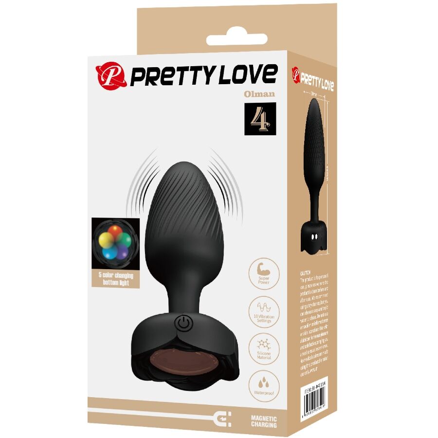 Plug Anal Vibrant Lumineux Olman LED Noir - Pretty Love