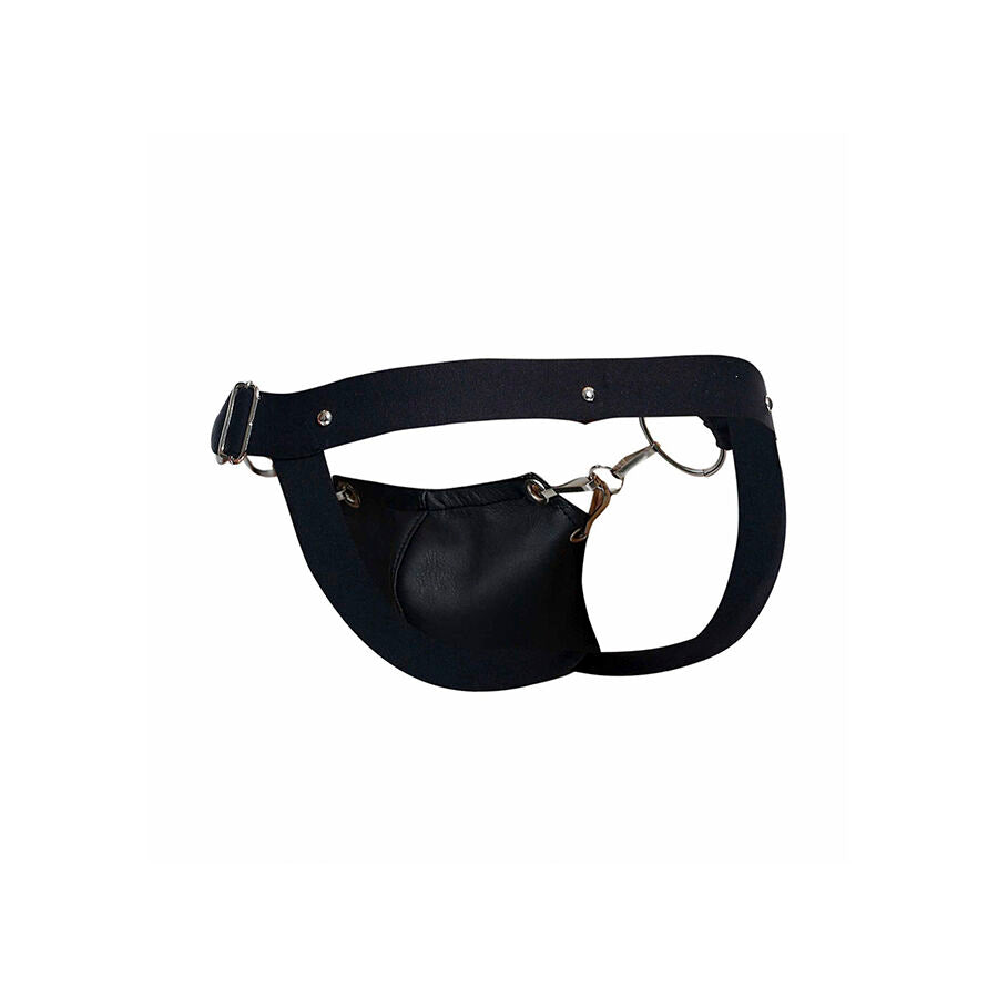 Jockstrap Cuir Snap Dngeon Noir - MaleBasics - MOB