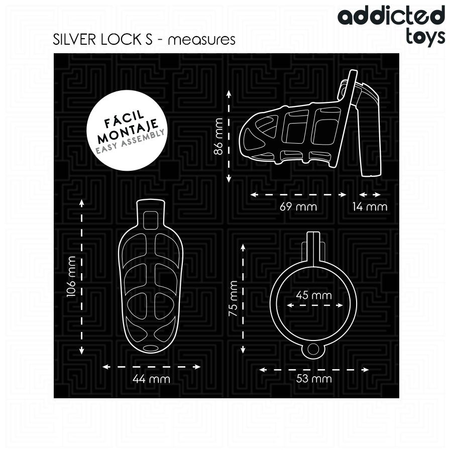 Cage de Chasteté Locked Silver Métal Taille S - Addicted Toys