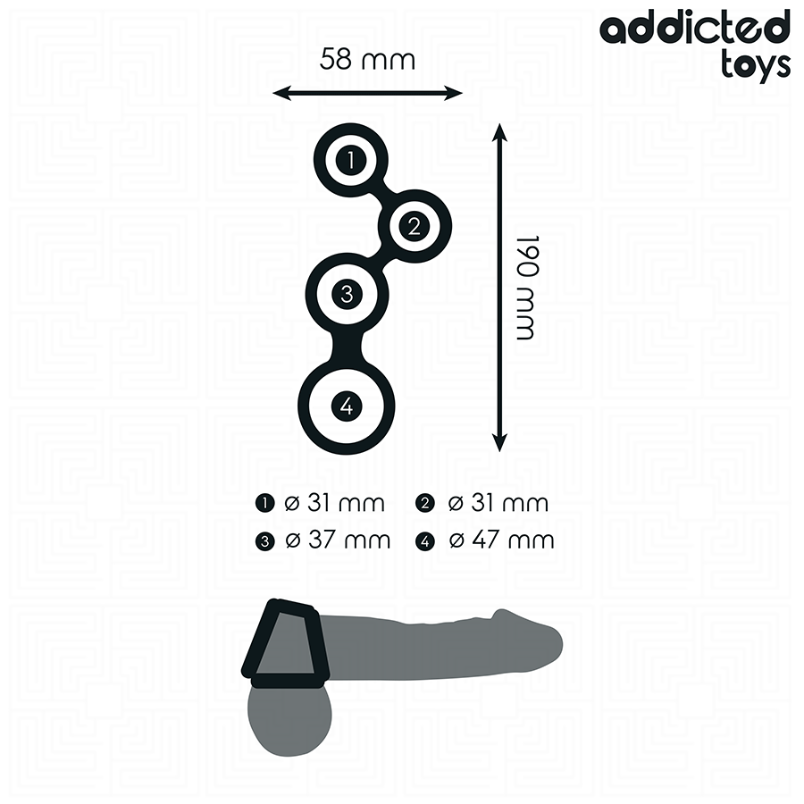 Anneau Pénien avec Séparateur Testicules Multi-Tailles - Addicted Toys