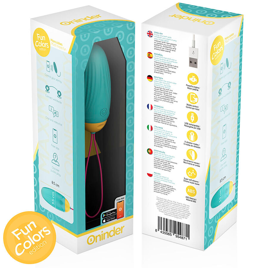 Oninder – Œuf vibrant Connecté et Rotatif en Silicone – Bleu
