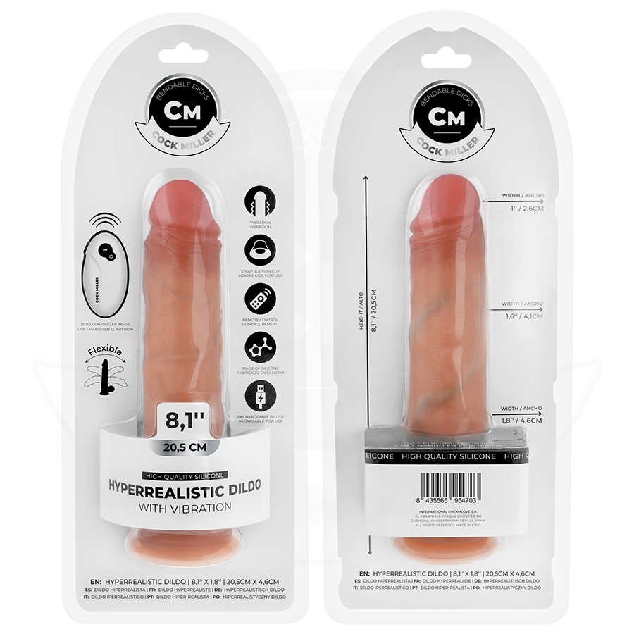 Gode Réaliste Vibrant Cock Miller 20,5cm Télécommandé