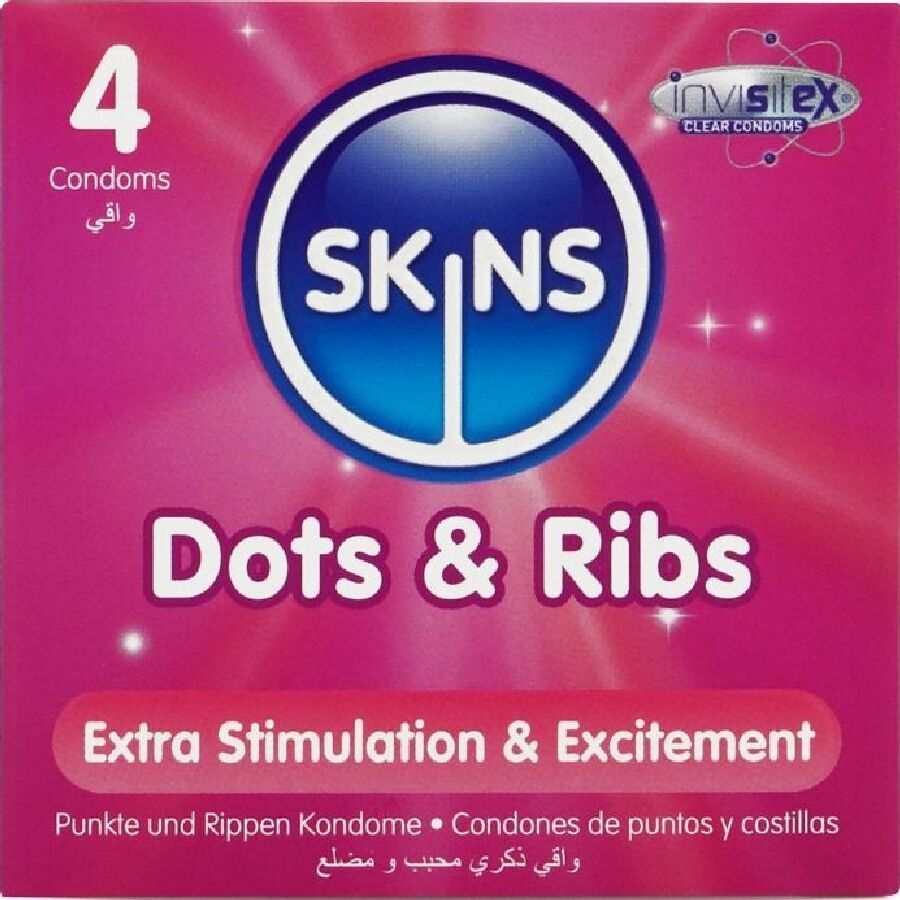 Préservatifs Texturés Dots & Ribs Pack de 4 - Skins - SKINS