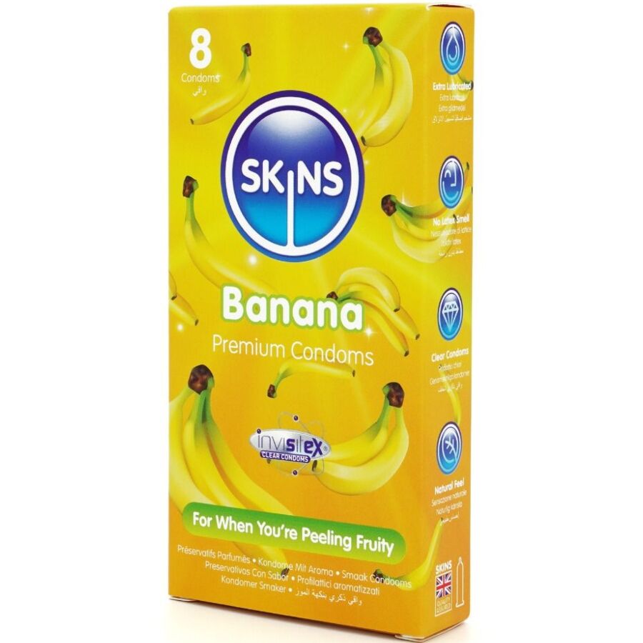 Préservatifs Aromatisés Pack de 8 Saveur Banane - Skins - SKINS