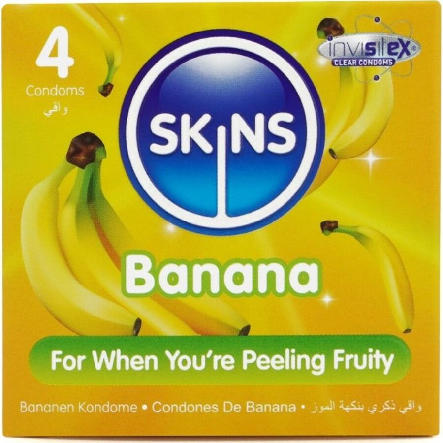 Préservatifs aromatisés banane Skins pack x4 - Skins - SKINS