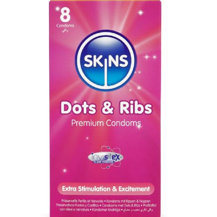 Préservatifs texturés Dots & Ribs pack de 8 - Skins - SKINS