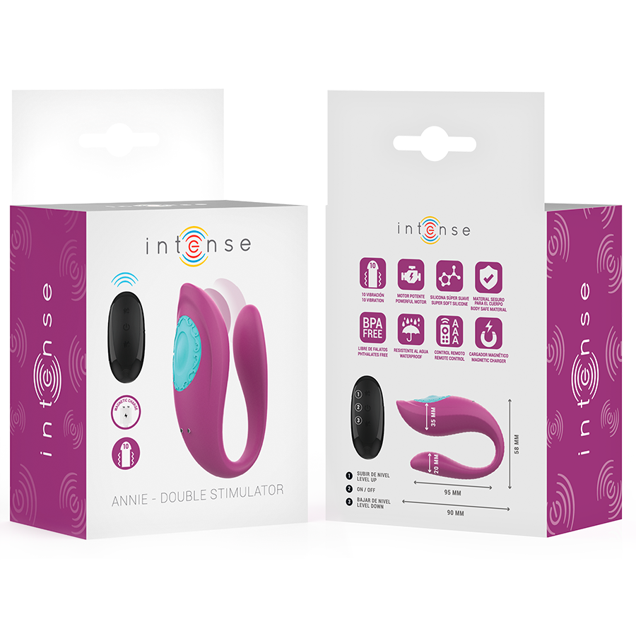 Vibrateur Annie Forme U Violet avec Télécommande - Intense