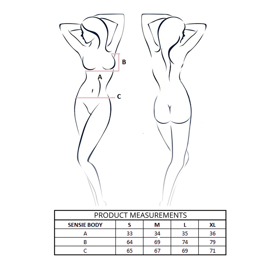 Body Satiné Sensie Noir S/M - Passion
