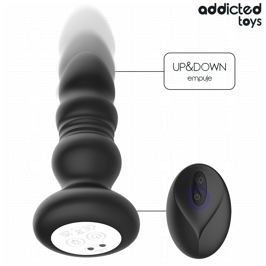 Plug Anal Vibrant Rotatif Lumineux Noir - Addicted Toys