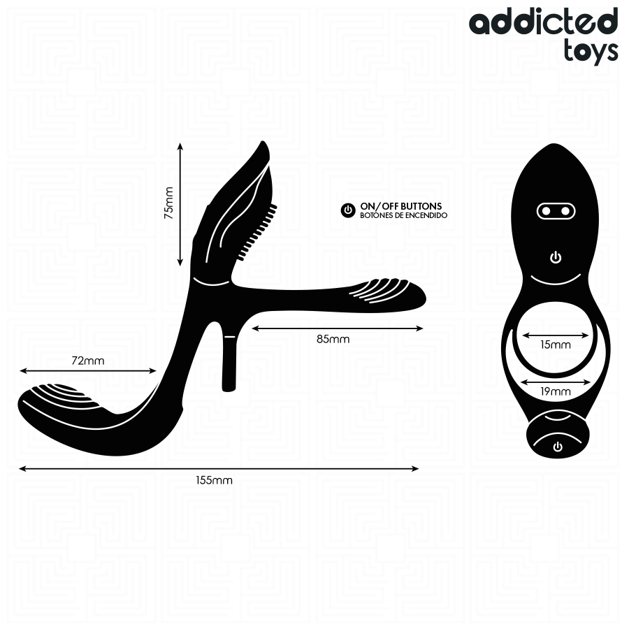Anneau Double Pénis avec Stimulateur Clitoridien - Addicted Toys